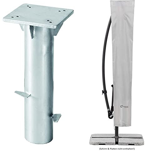 Schneider Universal-Bodenplatte + Schutzhülle für Ampelschirme, silbergrau, bis 300 cm Ø