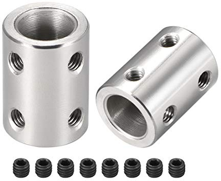 sourcing map 2 Stück 10mm bis 10mm Bohrung Starre Kupplungsschraube L22XD16 | Edelstahl, Wellenkupplungsverbinder Motorzubehör