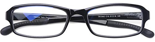 DOOViC Blaulichtfilter Lesebrille Flexible Schwarze Computer Brille mit Stärke Eckig Vollrand Blaufilter Lesehilfe für Damen Herren 1,0