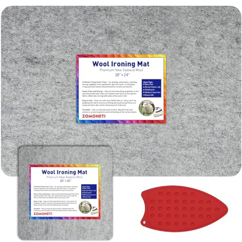 MOHOM 61 x 43,2 cm + 25,4 x 25,4 cm Woll-Pressmatte, 100% neuseeländische Woll-Bügelmatte, Decke für Quilter, Nähen, Quilten und Notizen