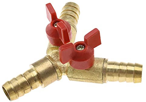 EMSea Y-Verteiler 3 Wege Y Förmiger Schlauchverbinder Abzweigventil Verbinder 3/8 Zoll 10mm mit Absperrhähnen