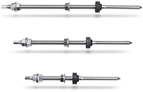Stockschraube Solar Edelstahl Sperrzahnmutter Photovoltaik M10 Adapterplatte, Stückzahl :10, Adapterplatte :Ohne Adapterplatte, Stockschrauben Länge:300mm