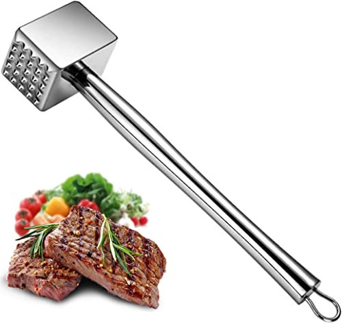 Köttmörare, rostfritt stål kötthammare, professionellt kött-klubba, pounder, köksredskap, dubbelsidig köttplattång för att maximera smaken av nötkött, kalkon, kyckling, biff, kalvkött, fläsk, fisk