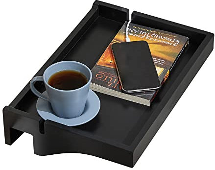 SoBuy NKD01-SCH Bettablage mit Kabelführung Nachttisch Regal für Mobiltelefon, Fernbedienung aus Bambus klemmbar BHT ca.: 36x8x25cm