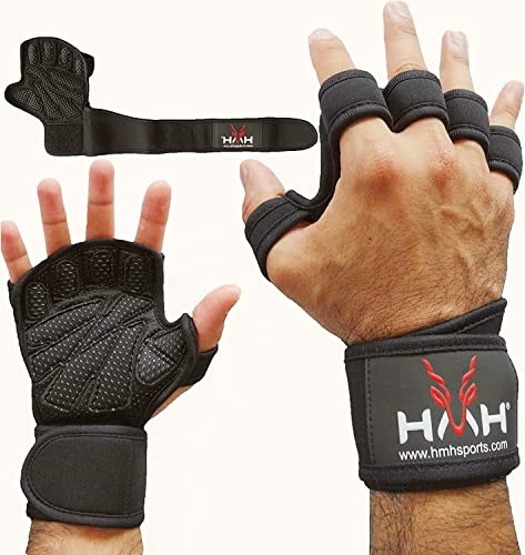 Guantes de Gimnasia para Hombres y Mujeres de HMH Deportes Guantes de Entrenamiento Crossfit para Levantamiento de Pesas, protección de Palma y empuñaduras Extra Antideslizantes con muñequera