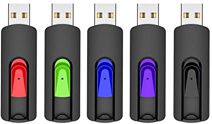 Vansuny 32GB USB Stick USB 3.0 Flash Drive 5Pack Memory Sticks Slide Retractable Thumb Drive (5 Mixed Color, 32GB)