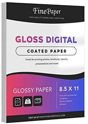 Double-Sided Gloss Digital C2S Paper – Perfect for Color Laser Printing, Design Proposals, Flyers, Brochures | 80lb Text (32lb Bond) | 96 Bright | Acid Free, Glossy Coated | 100 Sheets (8.5 x 11)