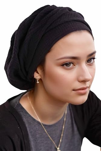 Ermandina Jewish Head Covering Beret Head Wrap Adjustable Breathable Light Cotton Cancer Headwear for Women Tichel  Scrub Cap