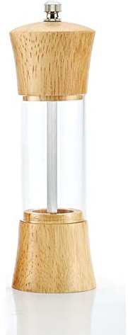 6 Pouces Moulin À Sel Et Poivre En Bois Manuel Salières Et Poivrières Corps En Bois Et Acrylique Transparent Avec Grossièreté De Rotor En Céramique Réglable Pour Pique-Nique, Dîner, Fêtes, BBQ