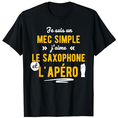 T Shirt Personnalisé Drôle Anniversaire Pour Homme T-shirt humoristique Apero Saxophone Idée cadeau T-Shirt Noir Casual Humoristique Léger Homme S Saxophone Idée cadeau Apero Saxophone
