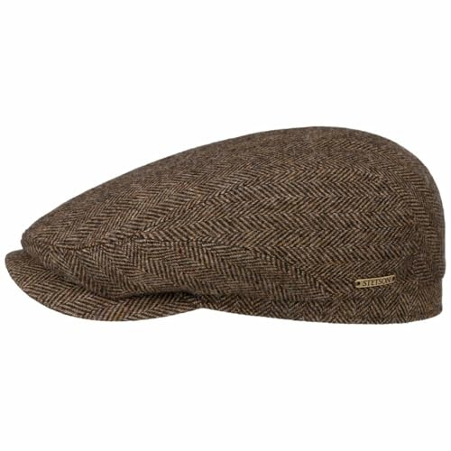 Stetson Belfast Flatcap Schiebermütze Herrenkappe Herringbone mit Innenfutter Baumwolle Herbst Winter