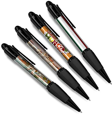 DV DESIGN Set of 4 Hungary Black Ballpoint Pens - Hungarian Flag City Map Country Holiday Travel Friends Boys Girls Men Women Theme Pen #79529