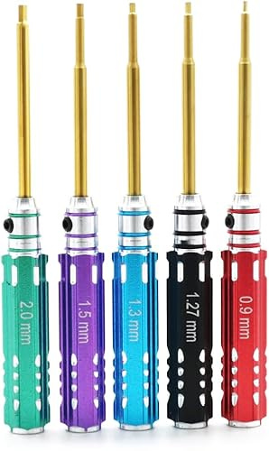 Mini-Schraubendreher-Set, 0,9 mm, 1,27 mm, 1,3 mm, 1,5 mm, 2,0 mm, Multi-Sechskant-Schraubendreher, Schraubenschlüssel, Werkzeug-Set für Multi-Achsen-FPV-Drohnen, RC-Auto, Quad, Quad, Helis, 5 Stück