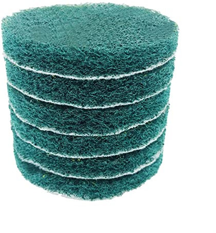 SEALFO Scheuerschwamm 6 Stück 5,1 cm 50 mm Beflockung Industrie Scheuerschwämme Heavy Duty #240/400/Nylon Polierpad für Küchenreinigung (Farbe: Grün 6 Stück, Größe: 5,1 cm)