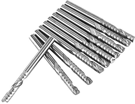 Fresa a Candela, 10 Pezzi Fresa in Carburo di Tungsteno Fresa a Flauto Singolo Fresa a Spirale CNC Set di Frese Rotanti 3.175x22mm, Frese