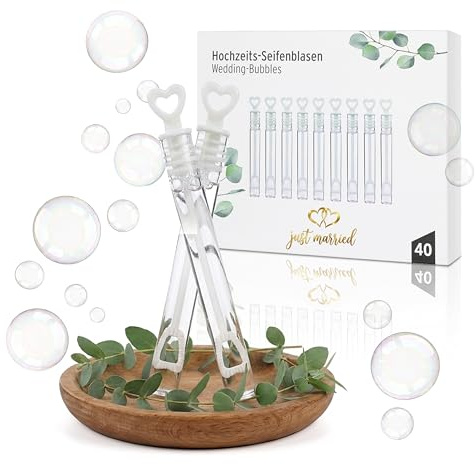Nordstern® tvålbubblor bröllopsset i vitt med hjärthandtag – 40-pack
