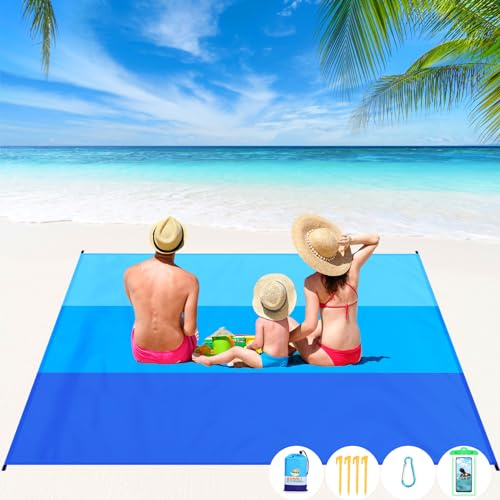 BYDOLL Beach Blanket Waterproof Sandproof 10'×9' 1-8 Adults Oversized Lightweight Large Picnic Mat Waterproof Sandproof Blanket for Beach Camping Hiking Travel