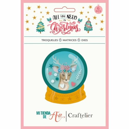 Craftelier - All You Need Is Christmas Kollektion Schneekugel Shaker Stanzform - Kompatibel mit verschiedenen Stanzmaschinen | Ungefähre Größe 7,40 x 9,10 cm (2,91 x 3,58)