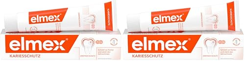 elmex Zahnpasta Kariesschutz 75 ml – medizinische Zahnreinigung für hochwirksamen Kariesschutz – bietet zweifach aktives Kalzium-Fluorid Schutzschild für widerstandsfähige Zähne (Packung mit 2)