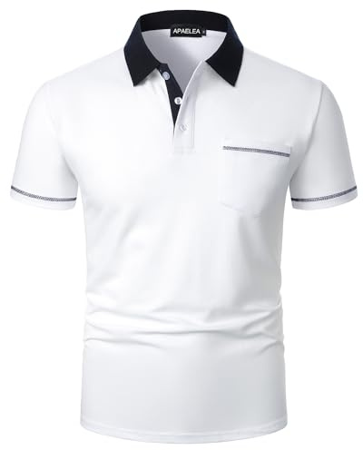 APAELEA Poloshirt Herren Polohemd Kurzarm Baumwolle mit Brusttasche,Sommerlich und Bequem für Freizeit und Business