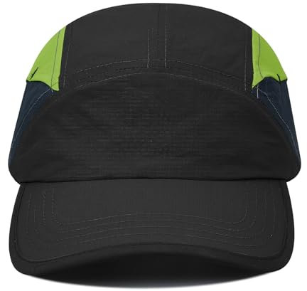 Clakllie Wasserdicht Sports Basecap für Herren Atmungsaktive Baseballkappe 5 Panel Snapback Hats Sommer Ultradünne Laufmütze Quick Dry Sonnenenhut,Black