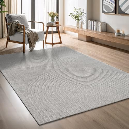 the carpet Elisa moderner Wohnzimmer Teppich, geometrisches Design, hohe Flordichte und angenehm weich, Grau, 160 x 220 cm
