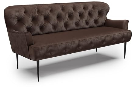 CAVADORE 3-Sitzer Küchensofa Amba, Trendige Sitzbank für Küche oder Esszimmer / 193 x 97 x 87 / Hochwertiges Mikrofaser: Braun