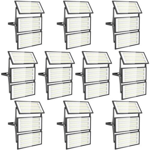 Viugreum 10 Packs 300W Projecteur LED Exterieur, Blanc Froid 6500K 30000LM, IP66 Étanche Eclairage Exterieur, Extérieur De Projecteur Idéal Pour Garage Atelier Parkings Gym