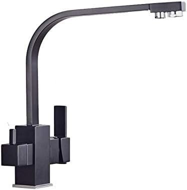 Rubinetto Della Cucina Nero Doppio Beccuccio Filtro Per L'acqua Potabile Purificatore In Ottone Lavello Miscelatore Rubinetto Per Acqua Calda E Fredda