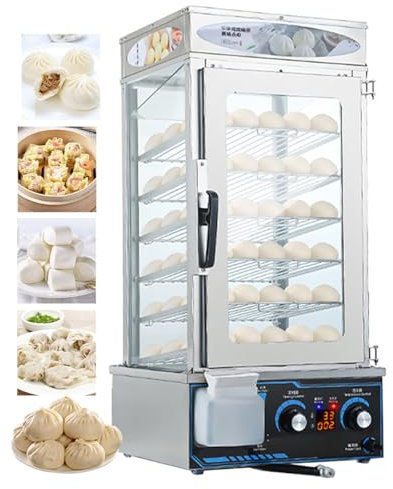 Vaporiera Elettrica Commerciale a 6 Strati, Vaporiera Elettrica per Panini da 2200 W,Intervallo di Temperatura 30-110 ℃ + Temporizzazione 0-120 Minuti, Scalda Alimenti per Ristorante Buffet Negozio
