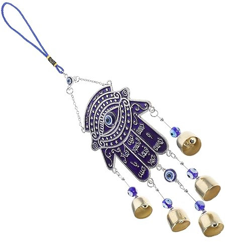 CAXUSD Campanilla De Viento Evil Eye De Metal Diseño De Palma para Decoración Exterior y Colgante De Jardín