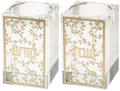 Kristall-Kerzenleuchter, Shabbat Kodesh, 8,1 cm hoch, fein lasergeschnitten, 3 Stück