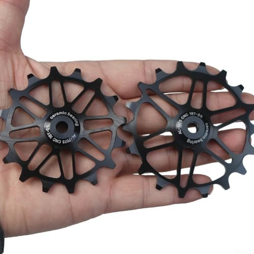 Fahrrad-Umwerfer, schmal, breit, Keramiklager, 16/18T, Schwarz/Rot (Schwarz 16T)