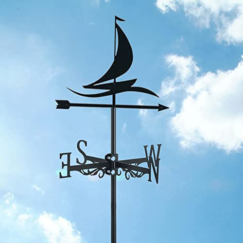 Wetterfahne, Edelstahl, Windrichtungsanzeige, Metall, Ornament, Segelboot, Schiff, Dekoration, Messwerkzeuge für Bauernhof, Garten, Häuser, Terrasse, Rasen, Schiffe