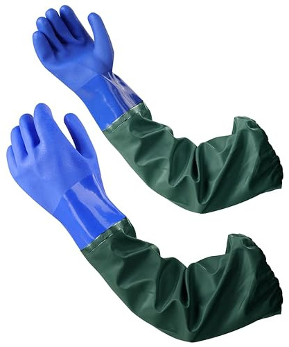 VETIN Long Pond Gloves - 26.77 Drain Gloves, Waterproof, Acid & Alkali Resistant, Full Arm, Pond & Aquarium Maintenance