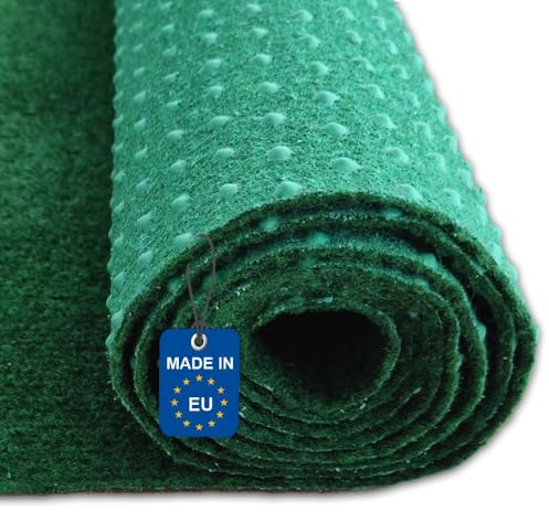 Kunstrasen 100x400 Wetterfester Outdoor Teppich in Grün | Robuster Filz Teppichboden als Rasen-Alternative für Balkon, Terrasse & Garten