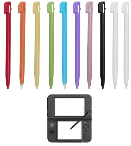 Lot de 10 stylets tactiles Nintendo DS 3DS - 8,7 x 0,5 cm - Plastique coloré de rechange - Compatible avec Nintendo XL LL Wii U NDSL