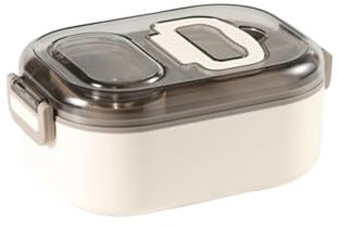 DYDZHP Scatola da Pranzo Portatile a Doppio Scomparto Isolato in Acciaio Inossidabile Lavoro può Forno a microonde Riscaldamento Lunch Box,Marrone,700ml