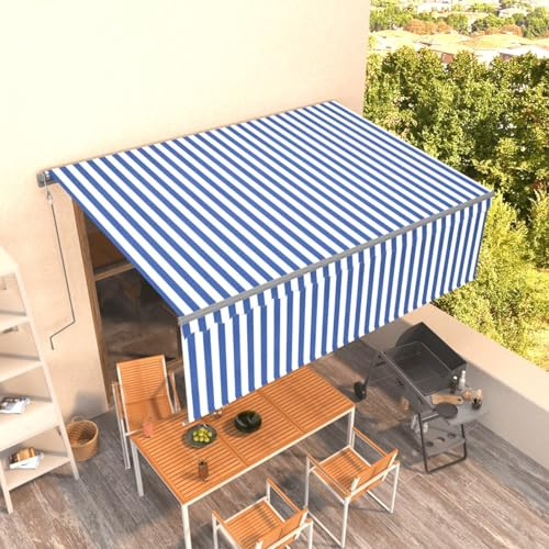 ShGaxin Toldo retráctil automático con persiana, Toldos Exterior, Toldo De Terraza, Toldo Enrollable Exterior, Toldos para Patio, Toldos Verticales, 4,5x3 m Azul y Blanco