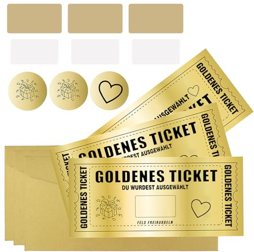 GZDAOXIA 3 Set Rubbelkarten,gutscheine zum selber ausfüllen,goldenes ticket,geschenke für adventskalender,Rubbelkarte zum beschriften,Geburtstagskarte,Reisegutschein,Geschenke für Freundin