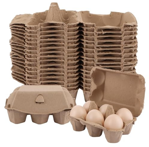 SHUESS 50 cajas para huevos con tapa, 6 rejillas, cajas de cartón, hueveras, hueveras, cartón para huevos de gallina, huevos de Pascua para manualidades