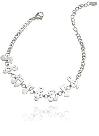 Delicada pulsera de eslabones de nota musical para mujer, chapada en plata, dije de clave de sol, pulseras de cadena ajustable, sabor artístico, cumpleaños, Navidad, joyería para amantes de la música,
