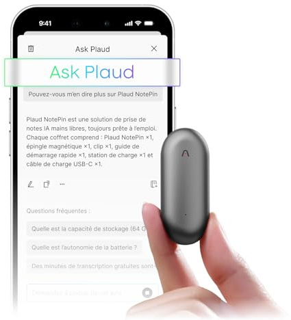 Plaud NotePin Sprachrekorder, KI-Sprachrekorder, App-Steuerung, KI-Notizgerät, KI-Transkription & Zusammenfassung, 112 Sprachen, 64GB Speicher, Audiorekorder für Vorlesungen, Meetings, Kosmisches Grau