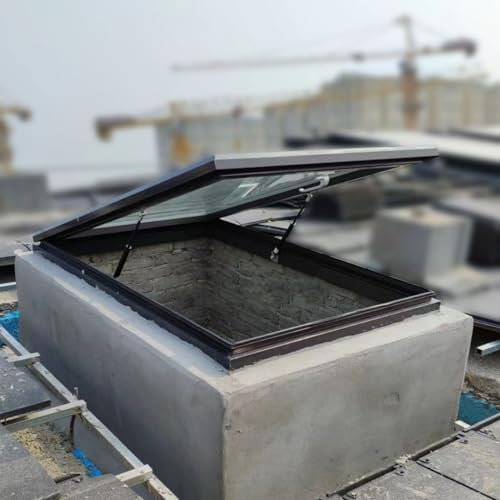 EXCLURA Dach Zugangsluke Dachausstiegsluke mit Aluminiumlegierungsrahmen, Dachfenster-Dachlüftungs-Notausstiegsdeckel mit Klarglas, Hochdichte Kellerfensterschachtabdeckungen(90x60cm-35.4x23.6)