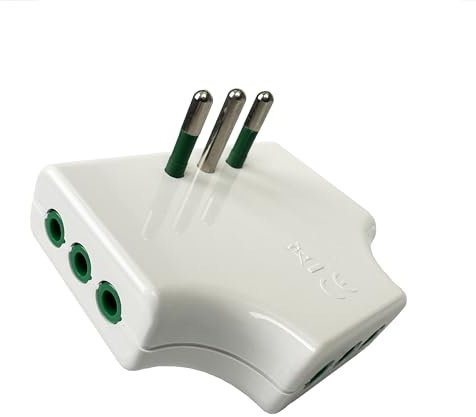 FANTON Adattatore salvaspazio da spina piccola 10A a 3 spine piccole 10A, colore bianco