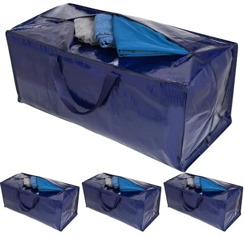 Focenat 4Pz 92L Bolsas para Guardar Ropa, Bolsa de Almacenamiento, Bolsa Impermeable para Mudanzas,Bolsa de Viaje Plegable Almacenaje con Bolsillo para Etiqueta,Correas de Mochila,para Camping,Mudanza