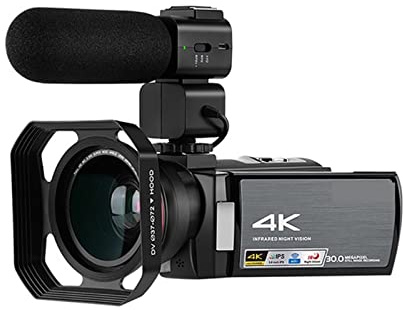 Appareil Photo numérique, Caméra vidéo 4K Caméscope de Vision Nocturne IR Caméras Vlog numériques Full HD Professionnel(5tons 2.5tons)