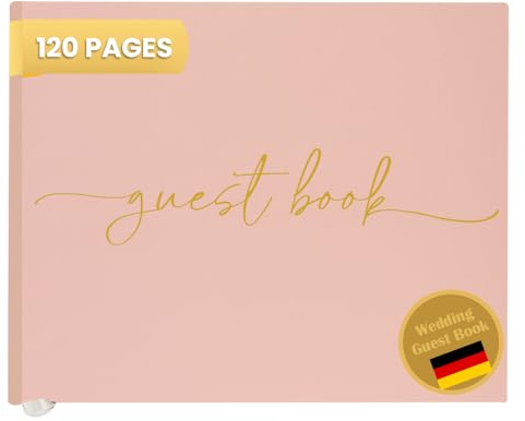 Plantvibes Libro de visitas premium para bodas – 120 páginas de papel de alta calidad, papel grueso, no se rompe, estilo vintage, con título dorado, ideal para bodas, aniversarios, cumpleaños