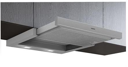 Siemens LI63LB526 iQ100 Hotte plate à encastrer 60 cm, fabriquée en Allemagne, éclairage LED, puissante, évacuation de l'air, filtre à graisse en métal, passe au lave-vaisselle, interrupteur à bascule