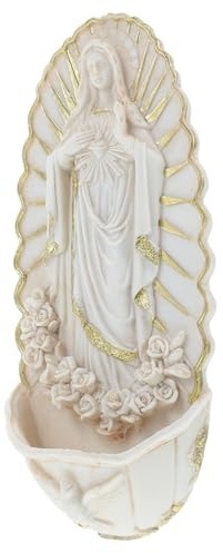 SUPVOX Acquasantiera da Parete in Resina Decorazione Cattolica da Appendere per Ingresso Casa e Chiesa Simbolo di Fede e Benedizione Sacra